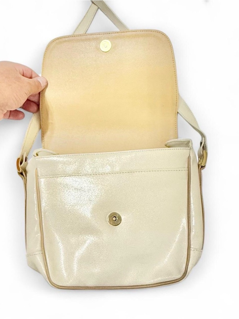 Louis Feraud Cream Leather Crossbody Bag - Picture 4 of 7
